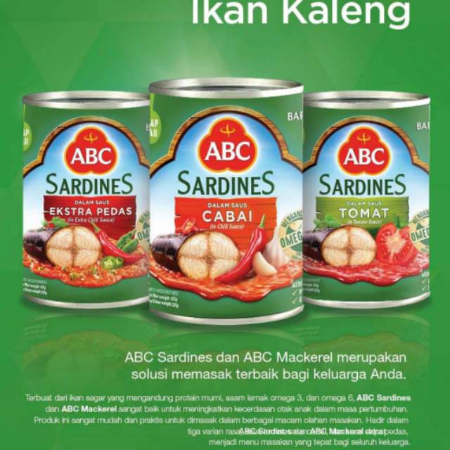 

ABC Sarden / Sardines kaleng Saus cabai Pedas 425gr - TOMAT