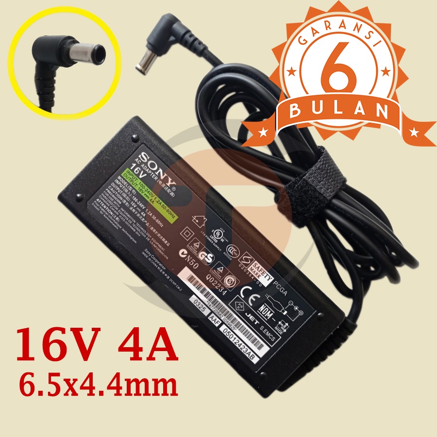 Adaptor Sony VGN-T VGN-TX PCG-C VGN-B VGN-G ADP-64CB 16V 4A 6.5X4.4mm ORIGINAL- Black