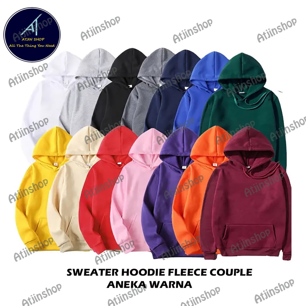 Foratjin-Jaket Sweater Hoodie Couple Polos Aneka Warna