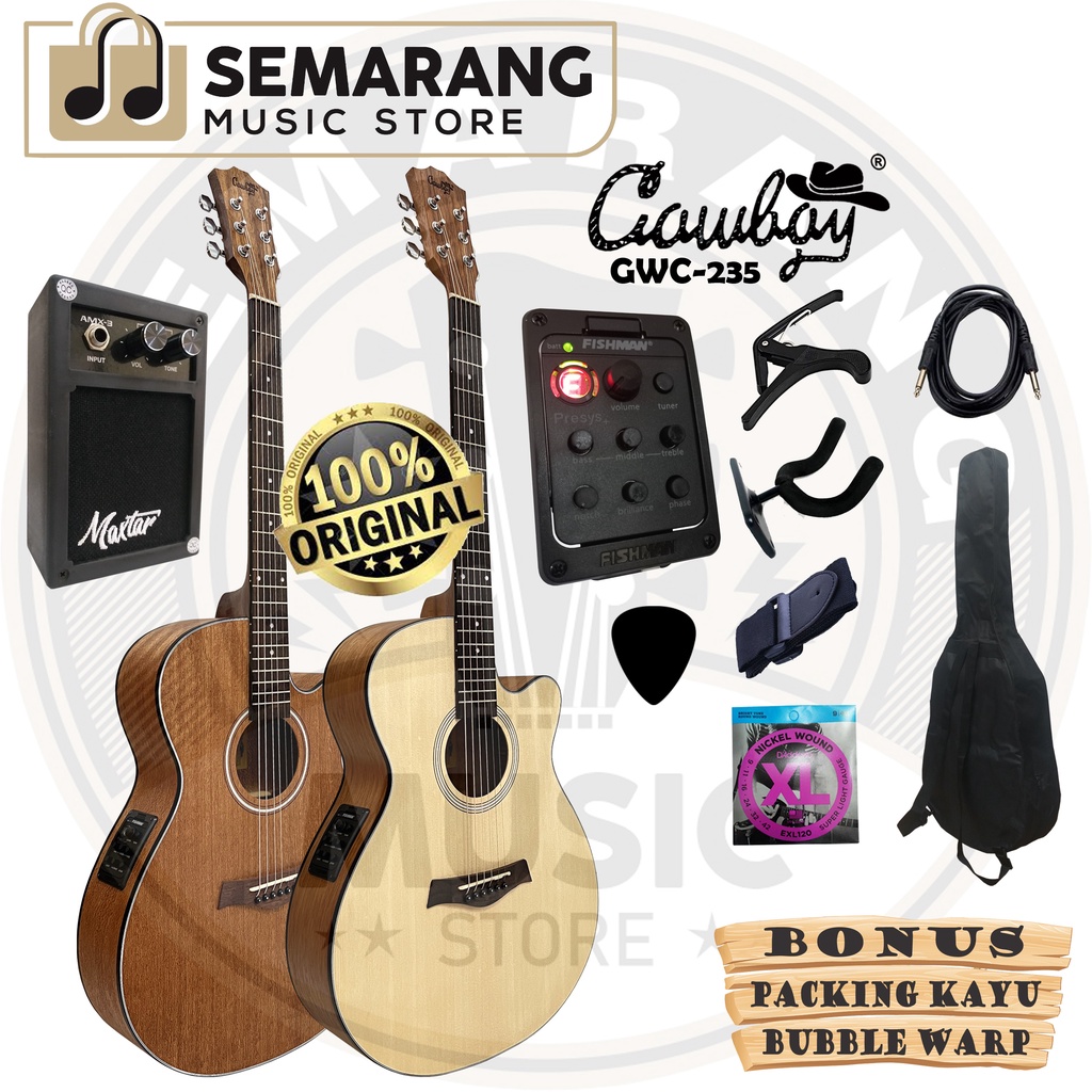 ORIGINAL!!! Gitar Akustik Elektrik Import Merk Cowboy GWC-235 NA GWC 235NS Equalizer Tuner Fishman