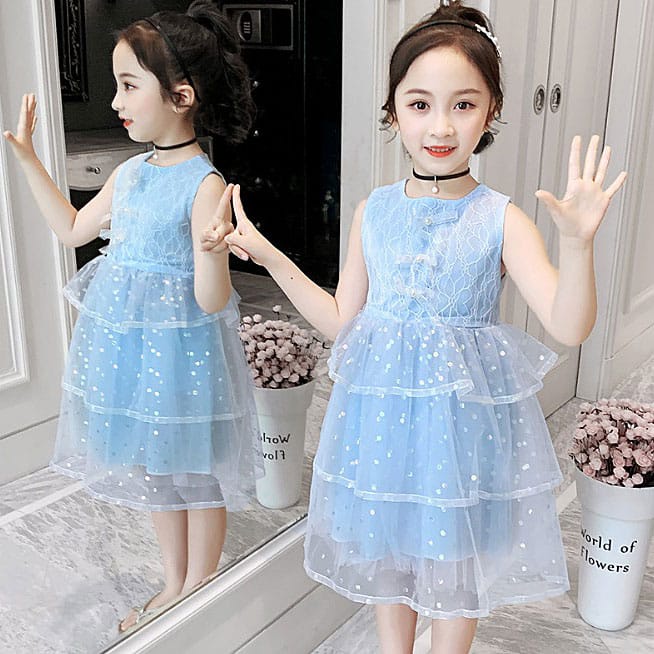 Dress Anak Perempuan Feminine Polkadot Rample