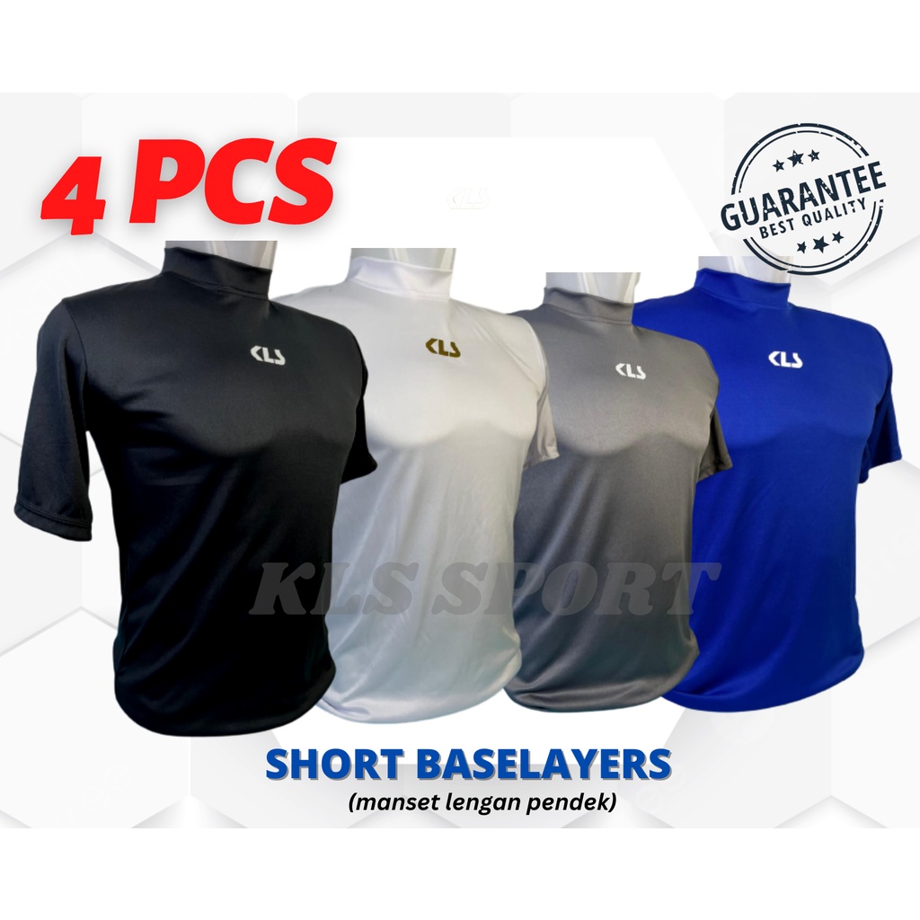 4 pcs Manset Lengan Pendek Baju Olahraga Gym Pria Wanita, Baselayers KLS