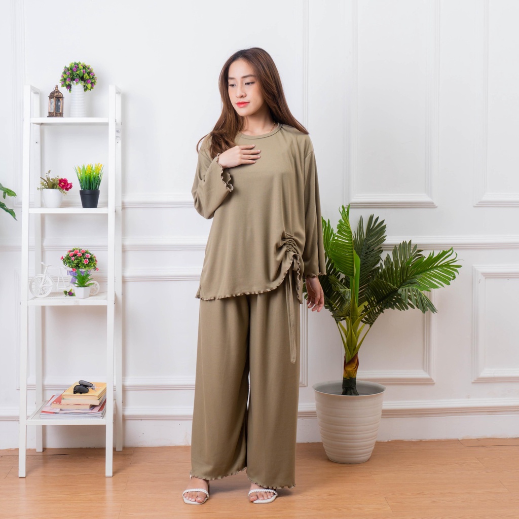 ZASKIYA - Namiya Set / Oneset Rib Knit Premium Wanita