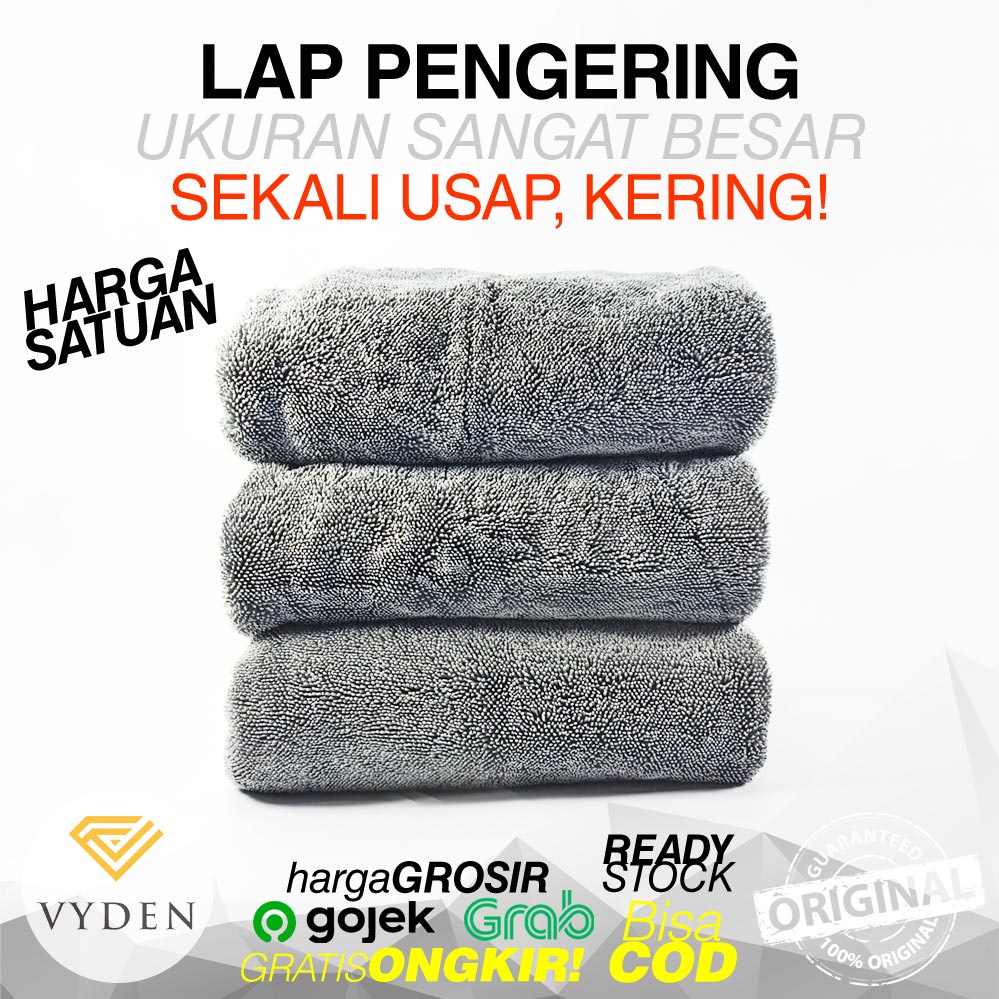 Lap Pengering Cuci Mobil VYDEN Drying Towel Twisted Loop Premium Korean Microfiber 600GSM Water Magnet Killer Handuk Kanebo Jumbo Extra Large Kain Cuci Motor Tidak Bikin Baret Sekali Tarik Kering Garansi