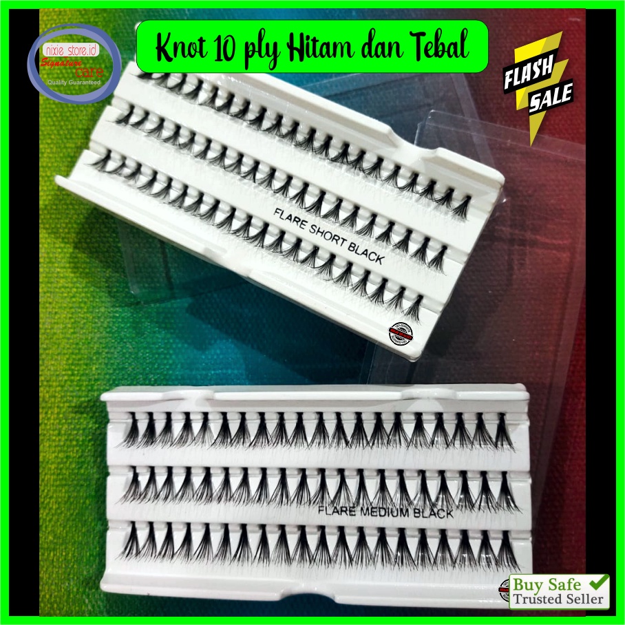 Eyelash Extension KNOT Bulu mata Tanam EXTRA TEBAL HITAM 10 ply Type Flare 60 HELAI / Box