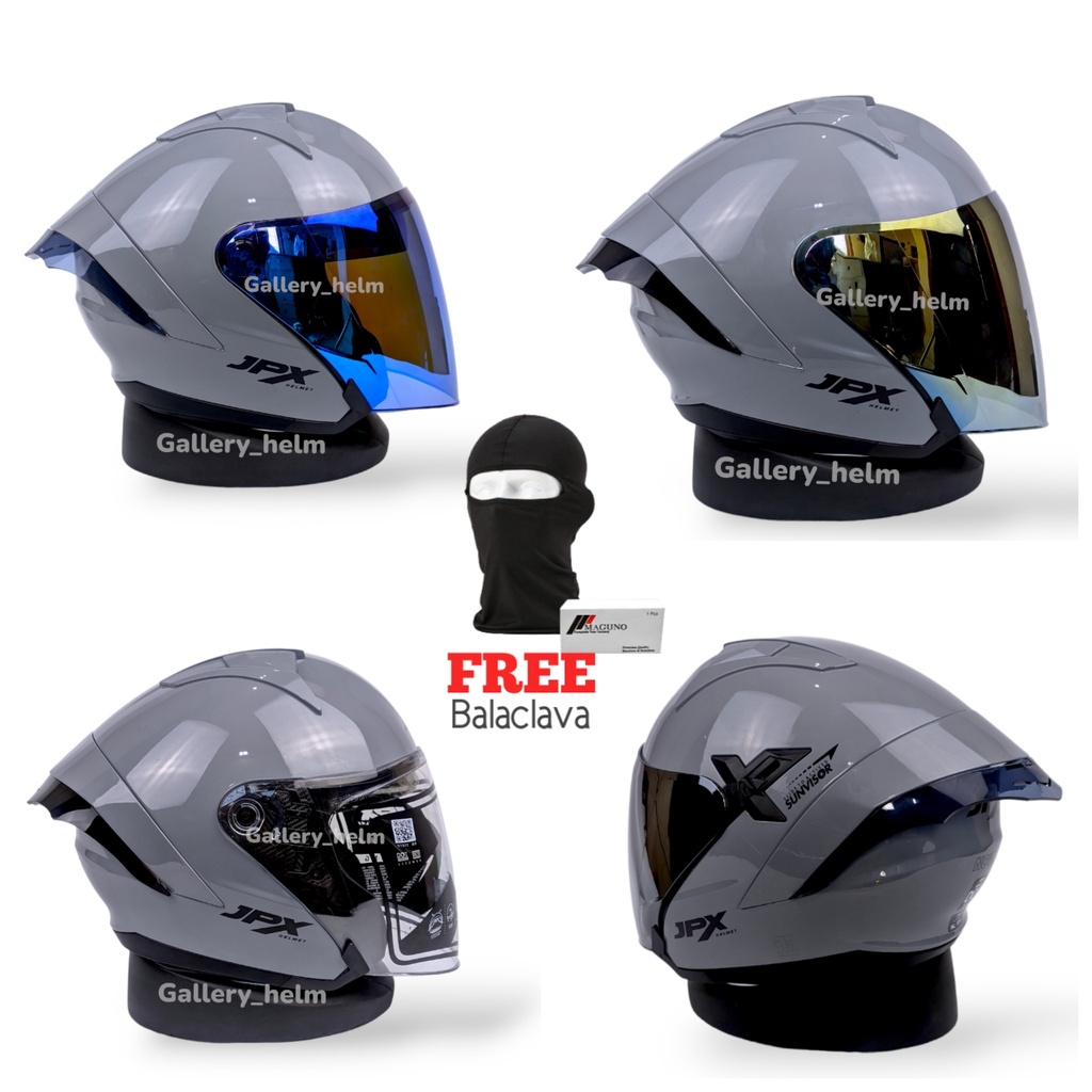 JPX NOVA X GREY GLOSSY PAKET GANTENG | HELM JPX HALF FACE