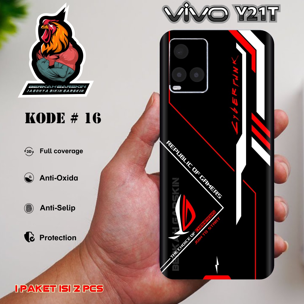 (Isi 2 Pcs) Garskin Premium Vivo Y21T ProMotif 16-20 Bisa Request Gambar