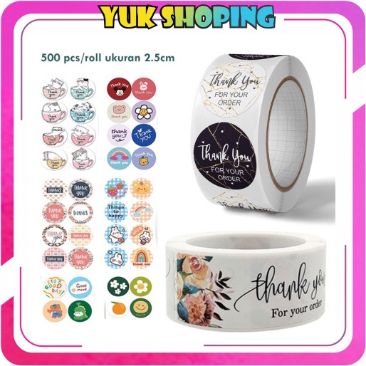 

✧YUKSHOPING✧ 500 PCS (1 ROLL) Stiker Label Thank You 25mm S058