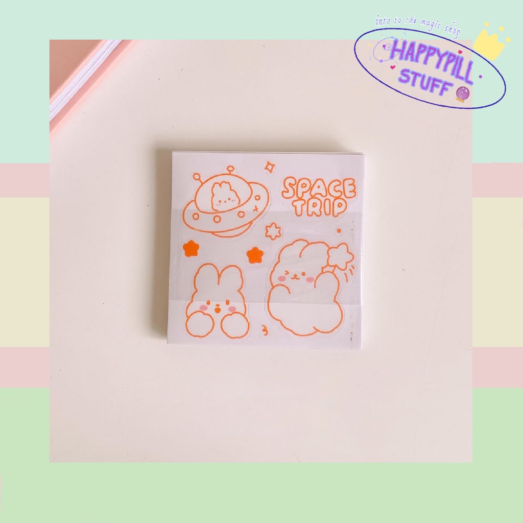 

[happypillstuff] 20 - 25 lembar sticker deco tumblr or jurnal buku cartoon space bear bunny waterproof