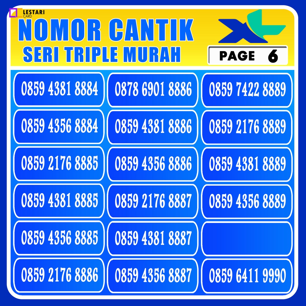 Nomor Cantik XL Seri Triple Murah