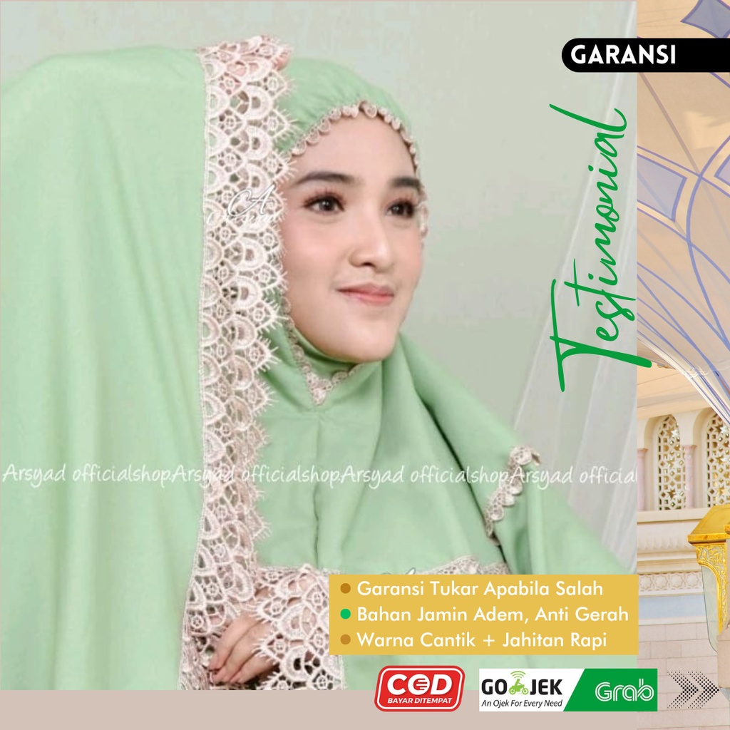 MUKENAH DEWASA PREMIUM MEWAH JUMBO MOTIF RENDA MUKENA WANITA KHODIJAH SILKY POLOS PUTIH BAHAN KATUN 