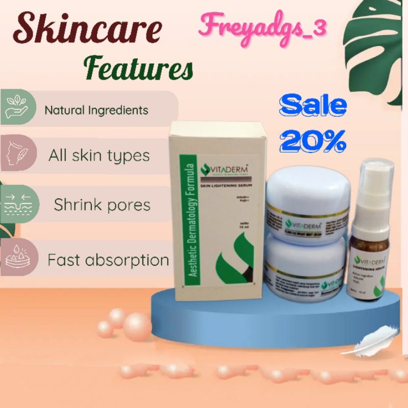 paket cream pencerah,flek,kerutan/garis halus,anti ageing vitaderm
