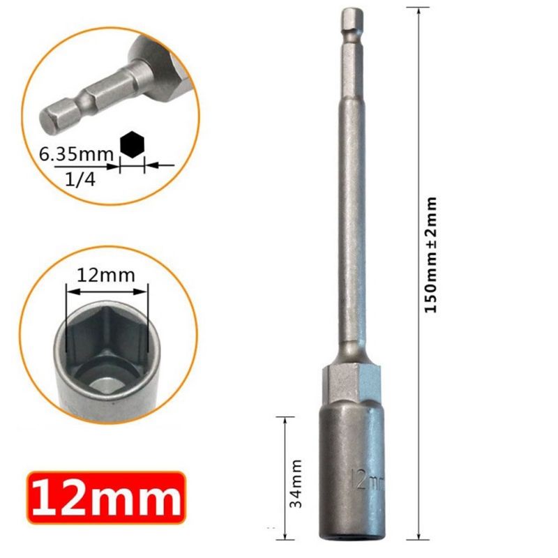 150mm Adapter Soket Kunci Pas Extension Hex / Satuan Ekstensi Sambungan Mata Obeng Hex