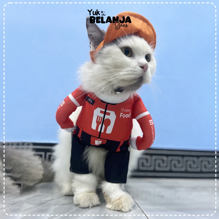 Baju Kucing Bahan Poliester Kostum Kurir Shopee Series Terlucu Baju Kucing anjing kelinci Lucu murah Size S-XL / Yuk Belanja Gaes!