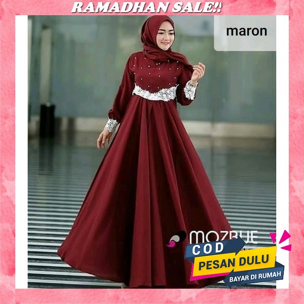 Dress Remaja / Gamis Dewasa Hijau Botol Jumbo Lucu Cantik Kekinian M L Xl Xxl Terbaru 2023 Pajera Dr