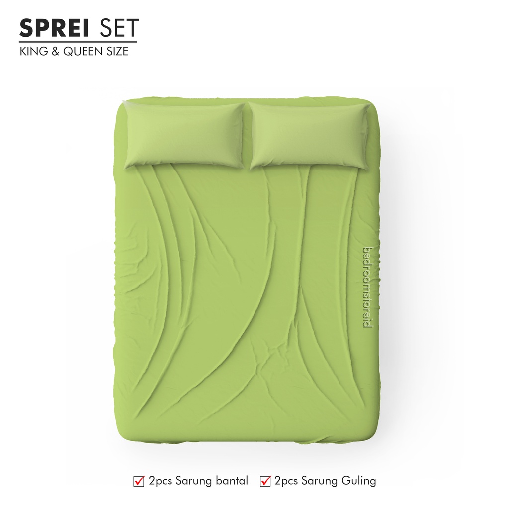 SPREI AESTHETIC POLOS GREENTEA ALA KOREA SUDAH TERMASUK SARBAN SARGUL