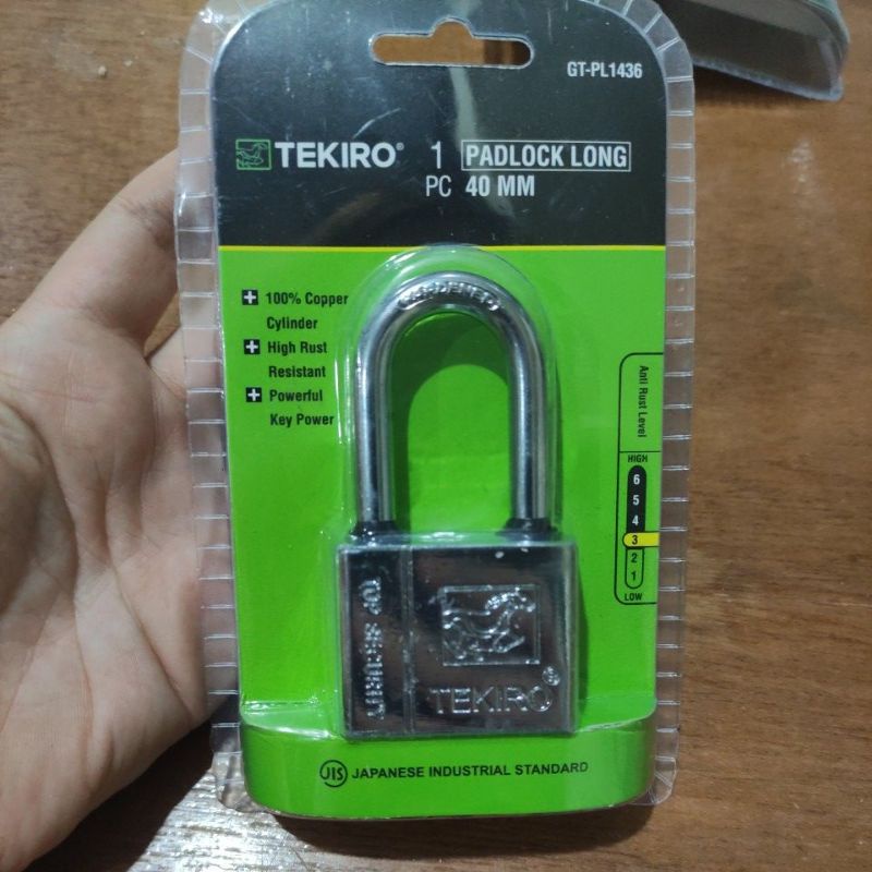 kunci gembok tekiro 40mm ( leher panjang)/ gembok tekiro 40mm panjang ( isi kunci 4pc)/PADLOCK LONG 40MM tekiro