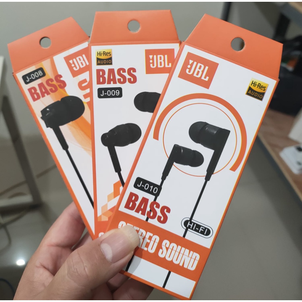 HANDSFREE/  HEADSET JBL NEW JBL J-08 / J-009/ J-010 SUPER BASS STEREO SOUND