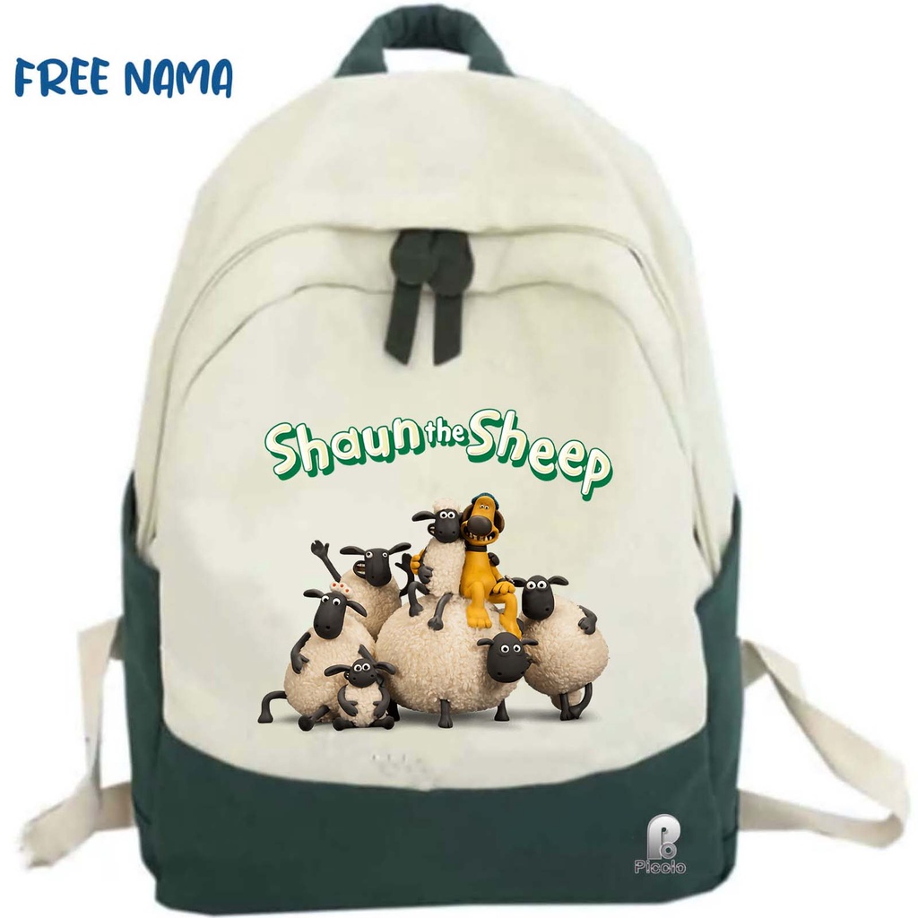 TAS RANSEL BACKPACK ANAK SEKOLAH MOTIF KARTUN SHAUN THE SHEEP UNISEX (FREE NAMA)