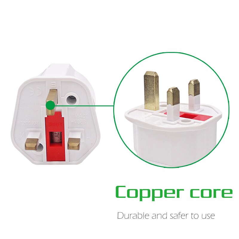 Converter Eu To Uk / Konverter Over Steker Kaki 2 Ke 3 / Adapter Konverter Plug Eu 2 Pin Ke Uk 3 Pin / Adapter Fuse 13a Universal Untuk Travel