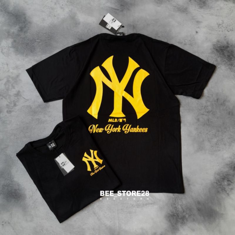 KAOS T-SHIRT NY YANKEES HITAM GOLD PREMIUM FULLTAG &amp; LEBEL