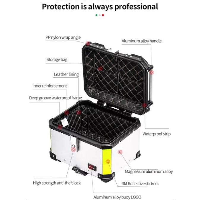 Motowolf Top Box Motor Touring Box Pannier Motor Alumunium Alloy