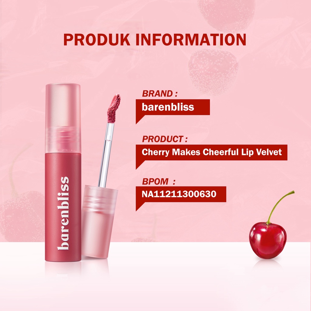 BNB barenbliss Cherry Makes Cheerful Lip Velvet korea Lipcream