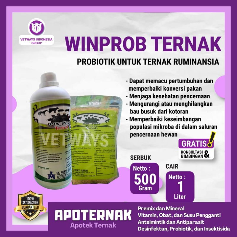 WINPROB TERNAK | Probiotik Untuk Fermentasi SILASE PAKAN Ternak Sapi Kambing Domba | 1 liter dan 1 k