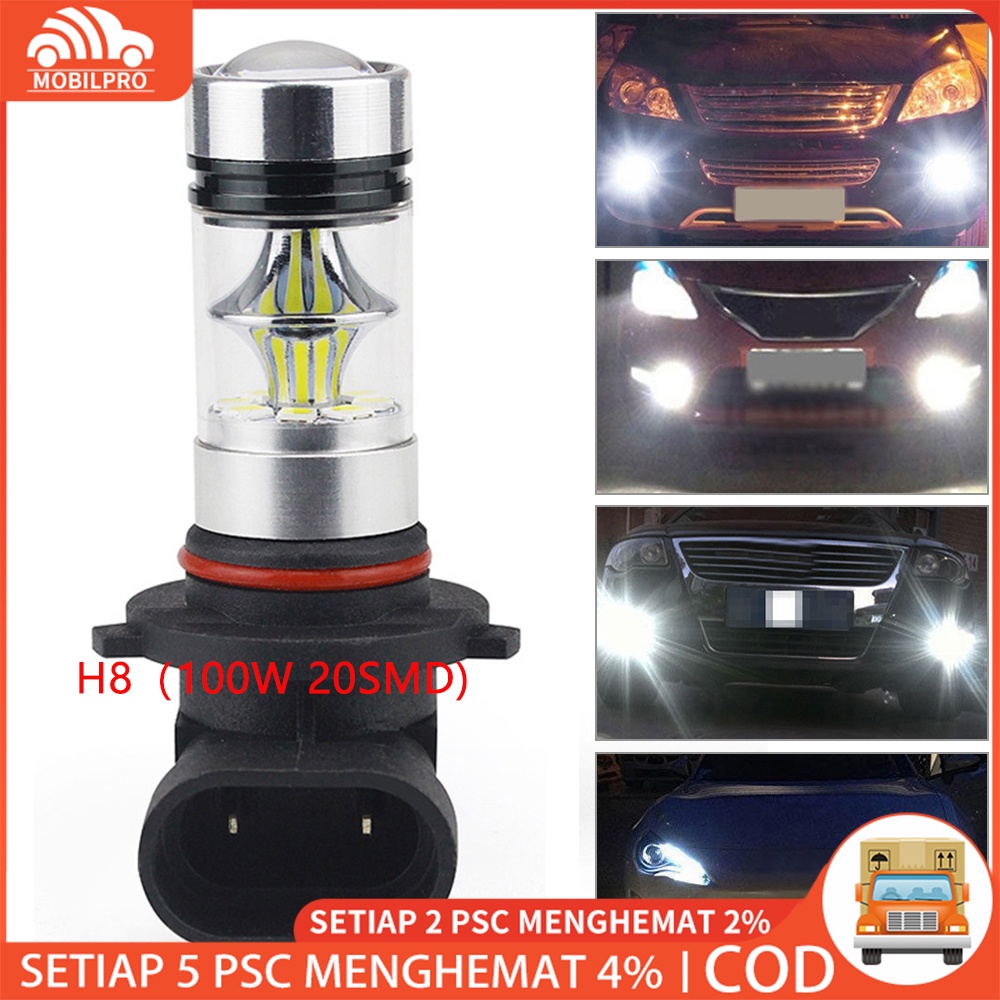 1 Buah H11 H8 Lampu Kabut 100 W 20SMD Mobil LED Kabut Bohlam Lampu Depan Lampu Putih