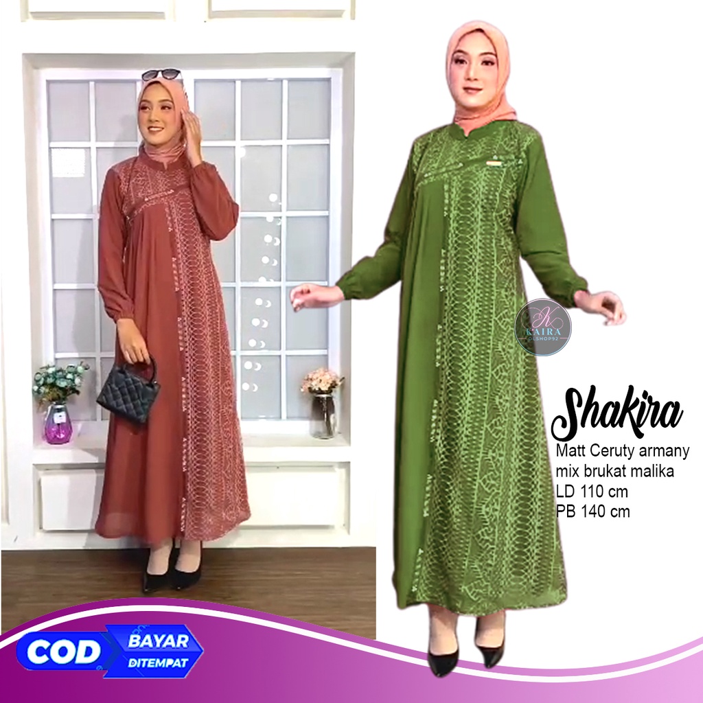 Shakira Dress Gamis Lebaran dan kondangan Fashion Muslim Wanita Terbaru By Mugfa LD 110 BY Mugfa