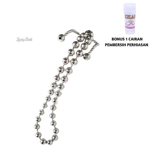 Gelang Serut Stainless Anti Karat V1ra Baja Putih Wanita Remaja Bonus 1 Cairan Pembersih - Lovelybutik