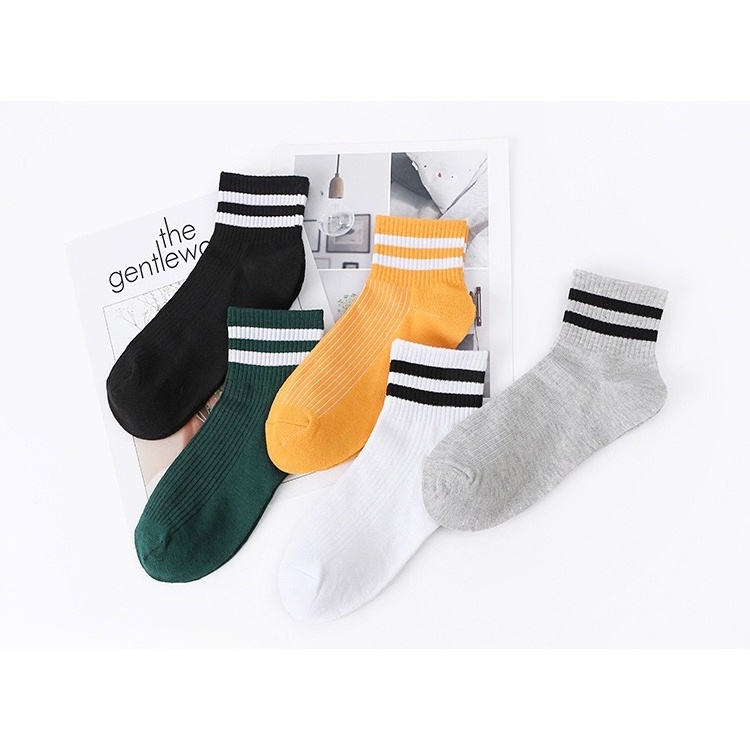 GP Kaos Kaki Cowok Cewek Mid 2 Garis Import Korea Kaus Kaki Warna