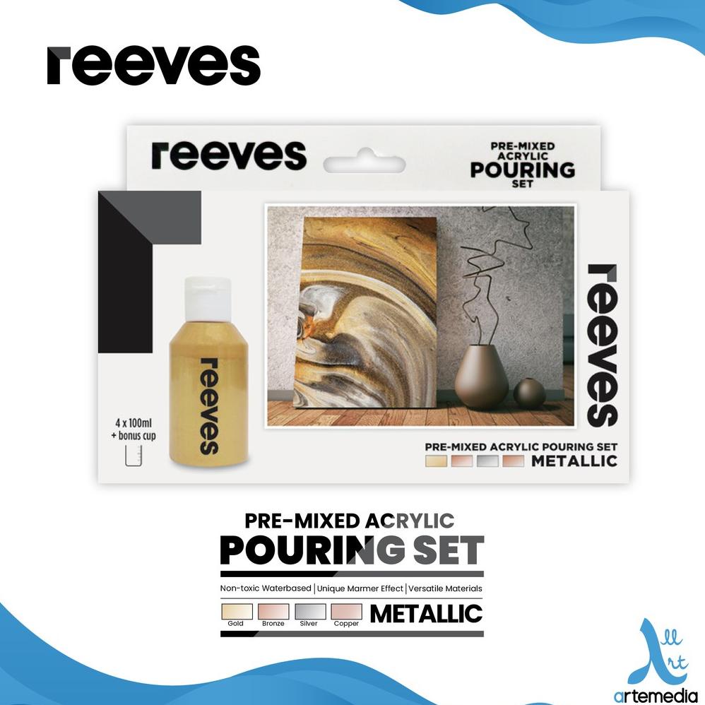 

Cat Akrilik Reeves Pre Mixed Acrylic Pouring Paint Metallic Color Set