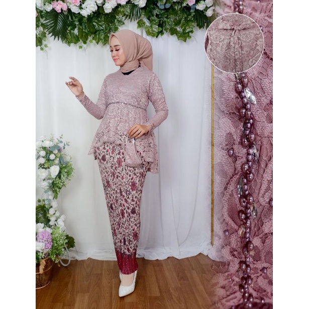 Set Tunik Brokat Amelia Kombinasi Payet Mutiara / Set Kebaya Pesta / Kebaya Modern / Set Tunik Busui Frendly / Kebaya Kondangan / Kebaya Lamaran / Setelan Kebaya Wanita / Set Kebaya wisuda