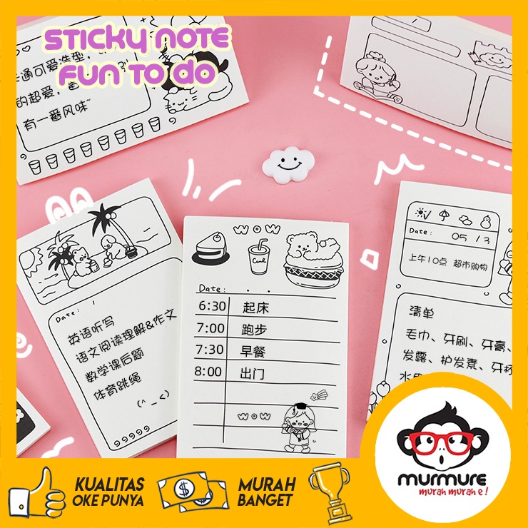 

MURMURE | STICKY NOTE MEMO TEMPEL TO DO LIST LUCU MOTIF KARTUN BEAR