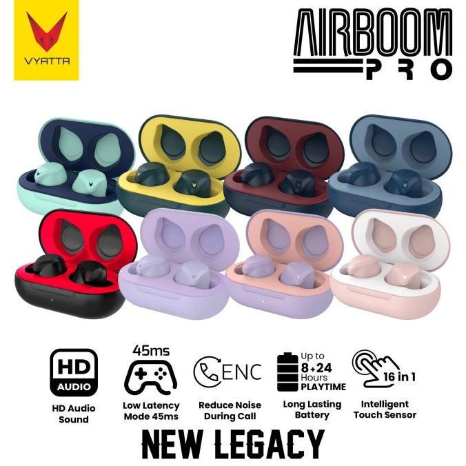 VYATTA AIRBOOM PRO 3 TWS BLUETOOTH HEADSET EARPHONE ENC GAMING MODE