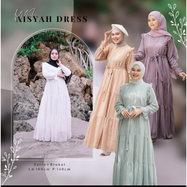 BISA COD AISYAH BRUKAT DRESS PREMIUM BEST SELLER gamis brukat terlaris