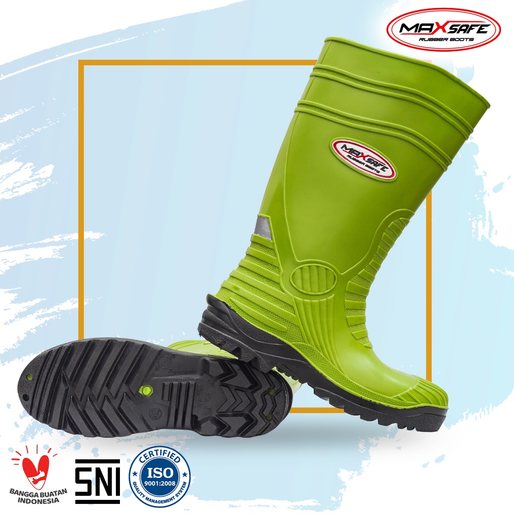 Sepatu Boot Safety Toyobo &amp; MaxSafe Safety Hijau Lemon