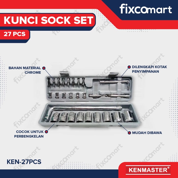 Kenmaster Kunci Sock Set 27 Pcs / Mata Sock / Socket Set