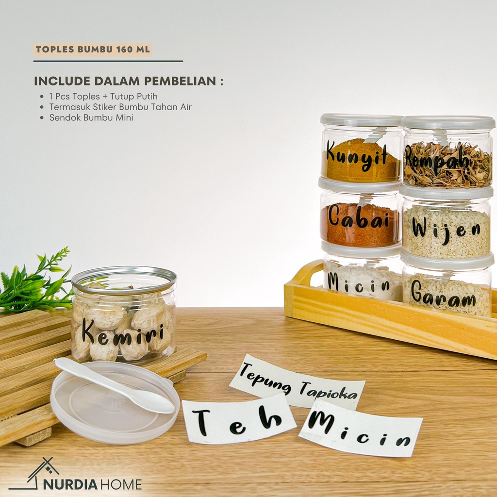 Toples Bumbu Dapur Mini 160 ml Nurdia Home (Tempat bumbu dapur / Wadah bumbu dapur / Botol bumbu) - J07