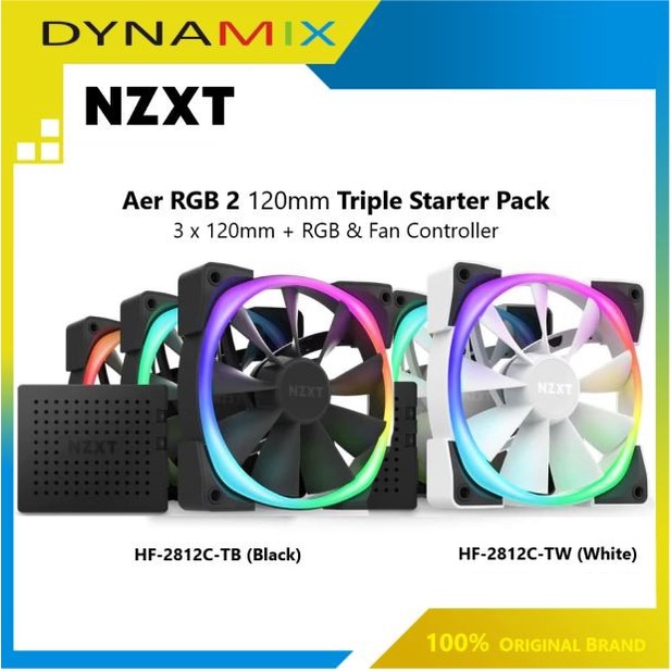 Fan NZXT Aer RGB 2 120mm Triple Starter Pack - Black atau White GARANSI RESMI