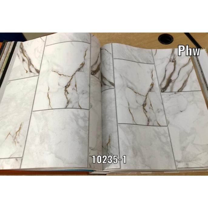 Wallpaper Dinding Motif Kotak Keramik 3D Modern Korea Storolali