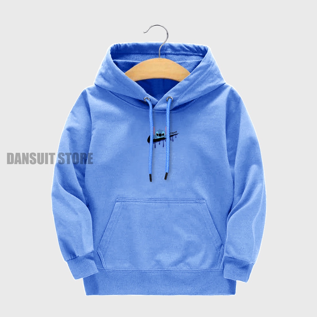 Hoodie Anak Laki-laki/Perempuan Usia 4-13 Tahun Sweater Hoodie Anak Motif Sablon STITCH Bahan Tebal Premium