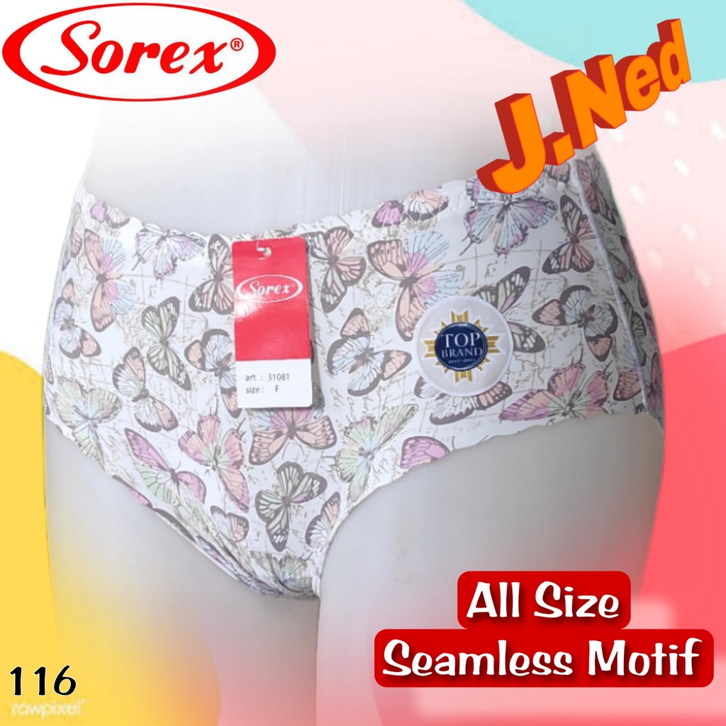 J116L HARGA 1 LUSIN CELANA DALAM WANITA DEWASA SOREX SEAMLESS MOTIF FREE SIZE