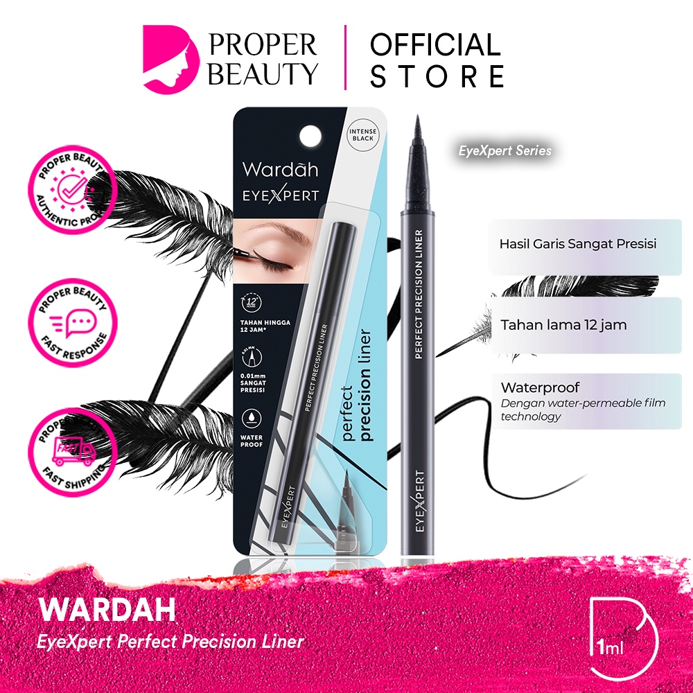 WARDAH EyeXpert Perfect Precision Liner Indonesia / Eyeliner 1ml / Waterproof Long Wear Tahan Lama 12 Jam Black Hitam / Anti Air Garis Persisi Natural Kelopak Mata / Cosmetic Makeup Face Eye Make Up / Eye Xpert Series / Mascara Pensil Alis Eyebrow Pen