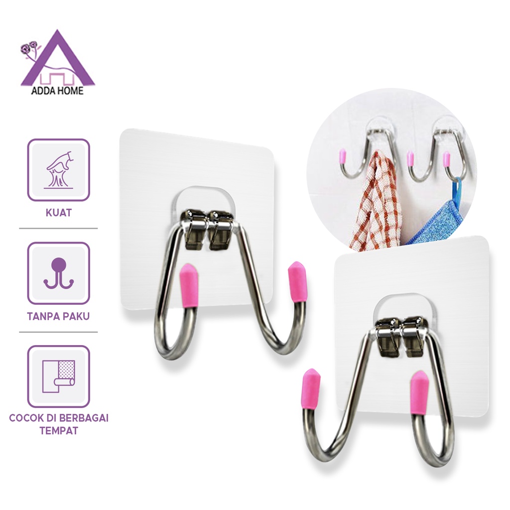 Gantungan Baju Kunci Tempel Dinding Kuat Stainless Hook Tanpa Paku