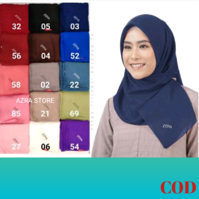 Zoya Kamaniya Plain Scarf Hijab Kerudung Jilbab Krudung Polos Segi Empat jelbab
