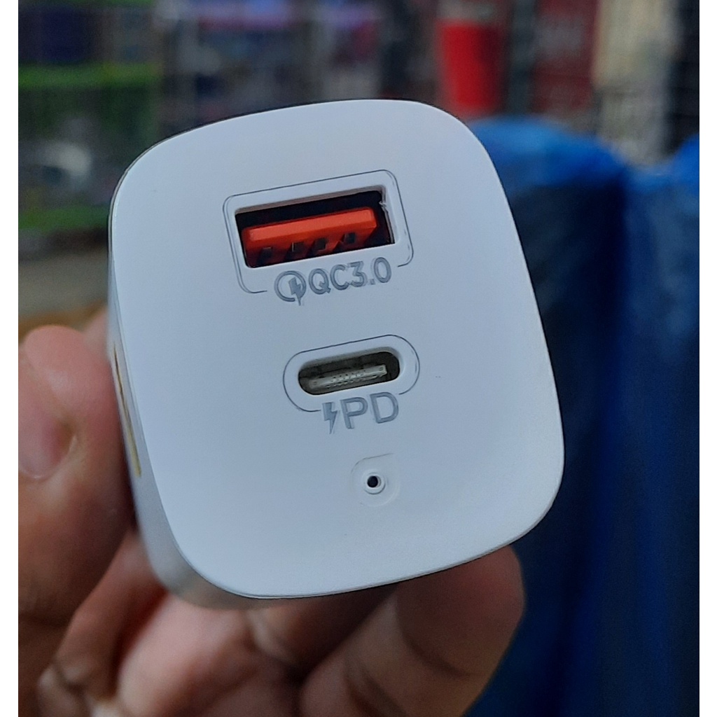 TRAVEL CHARGER HK TC-PD28 4.A 20W USB A + PORT TYPE C PREMIUM OVERLOAD PROTECTION BATOK KEPALA CASAN