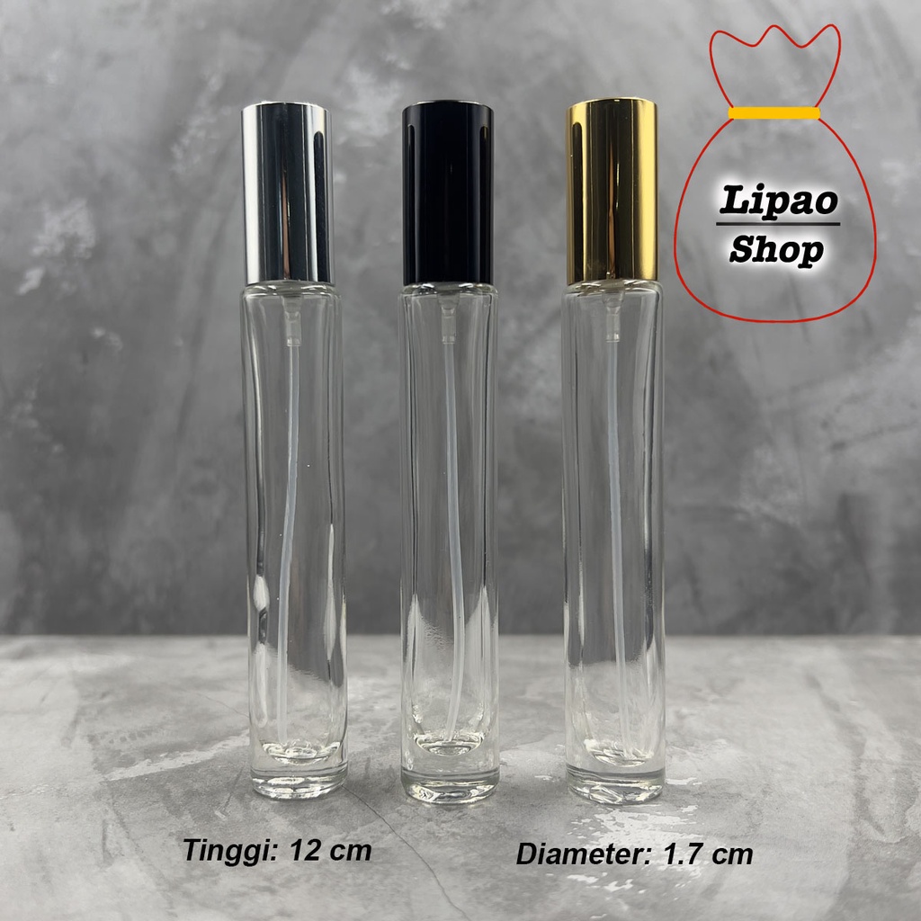 Botol Spray 10ml Kaca TEBAL Tutup Metal BERAT - Parfum Refillable Travel Size