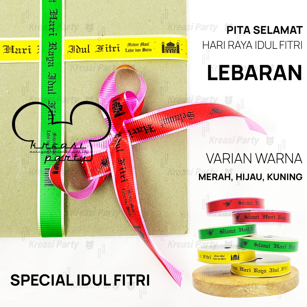 Pita Ribbon Idul Fitri / Pita Roll Selamat Hari Raya Idul Fitri Merah